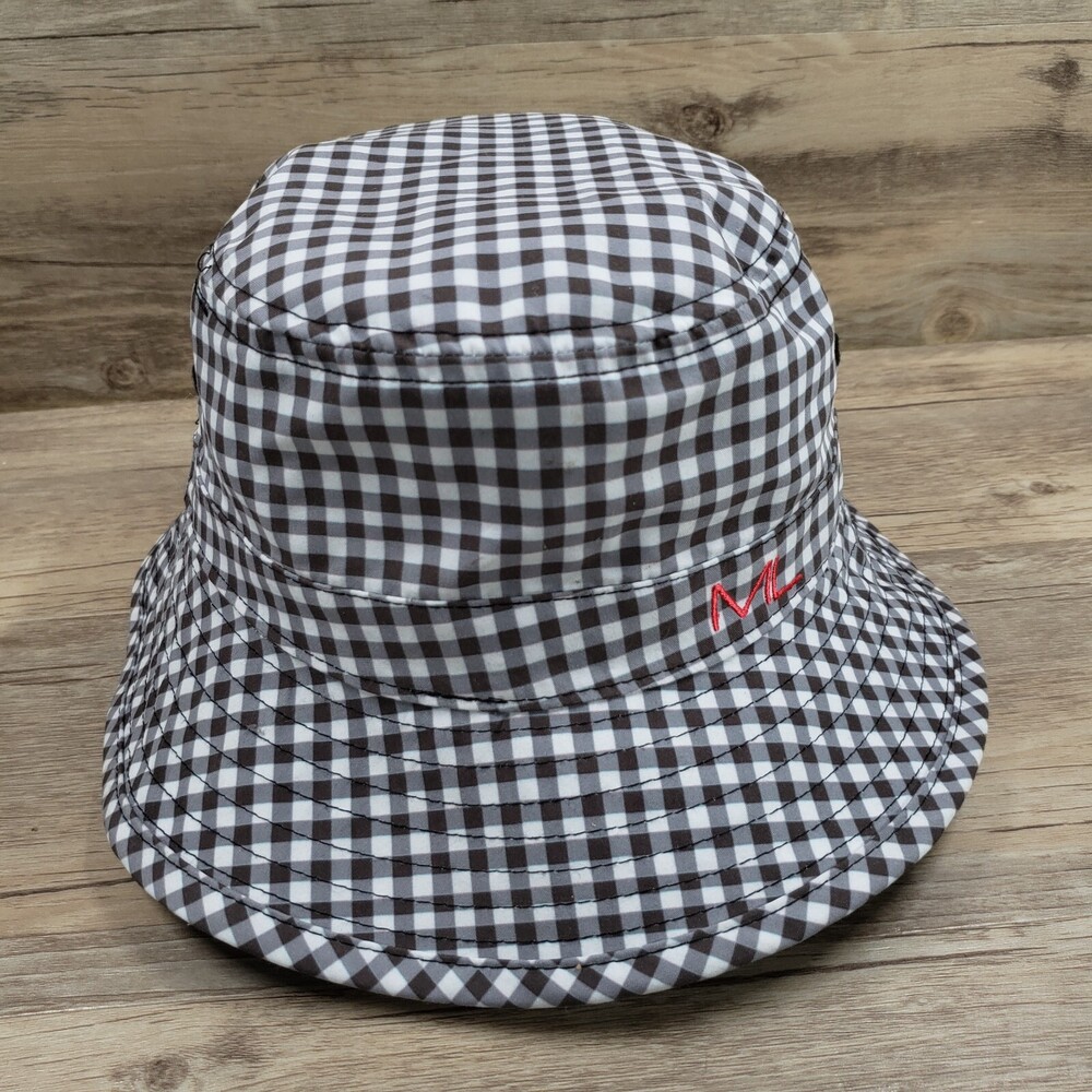 Buffalo Plaid Bucket Hat Cap Maggie Lane OS Womens Black White
